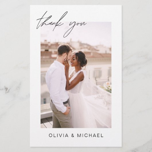 Elegant Script Photo Weddenschap Hartelijk dank (Voorkant)