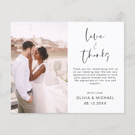 Elegant Script Photo Weddenschap Hartelijk dank (Voorkant)