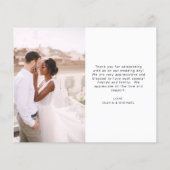 Elegant Script Photo Weddenschap Hartelijk dank (Achterkant)