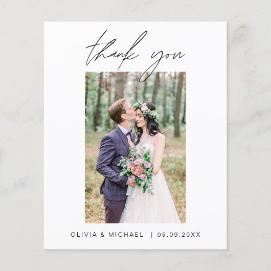 Elegant Script Photo Weddenschap Hartelijk dank (Voorkant)