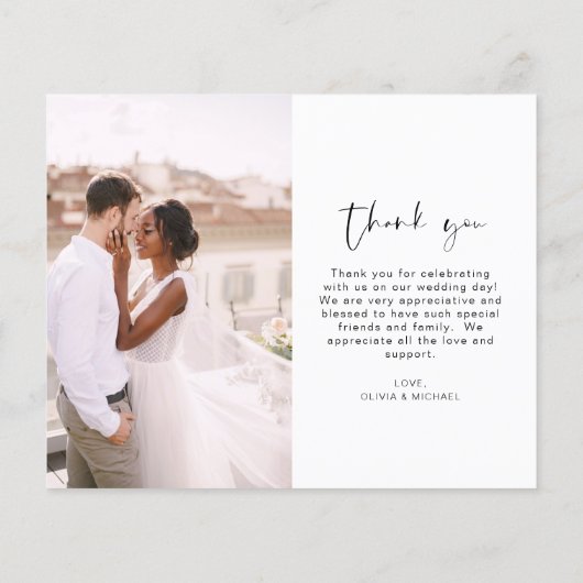 Elegant Script Photo Weddenschap Hartelijk dank (Achterkant)