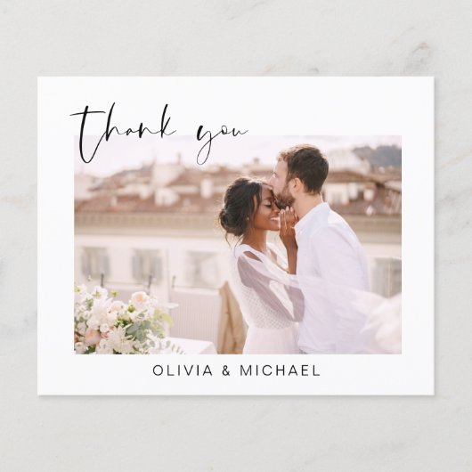 Elegant Script Photo Weddenschap Hartelijk dank (Voorkant)