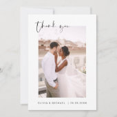 Elegant Script Photo Weddenschap Hartelijk dank Bedankkaart (Voorkant)