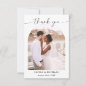 Elegant Script Photo Weddenschap Hartelijk dank Bedankkaart (Voorkant)
