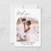 Elegant Script Photo Weddenschap Hartelijk dank Bedankkaart (Voorkant)