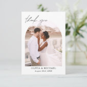 Elegant Script Photo Weddenschap Hartelijk dank Bedankkaart (Staand voorkant)