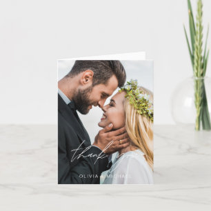 Elegant Script Photo Weddenschap Hartelijk dank Bedankkaart
