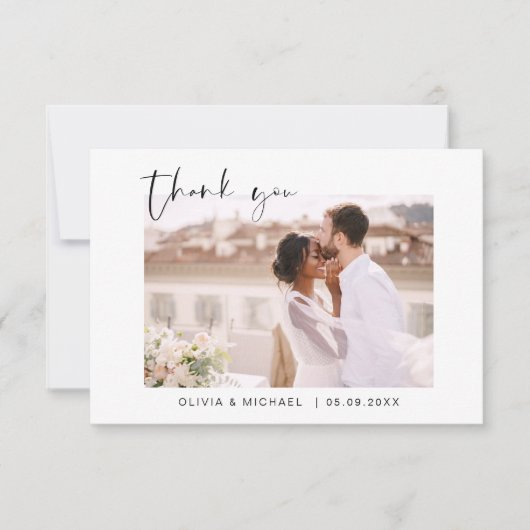 Elegant Script Photo Weddenschap Hartelijk dank Bedankkaart (Voorkant)