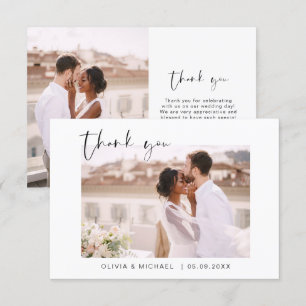 Elegant Script Photo Weddenschap Hartelijk dank Bedankkaart
