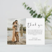 Elegant Script Photo Weddenschap Hartelijk dank Bedankkaart (Staand voorkant)