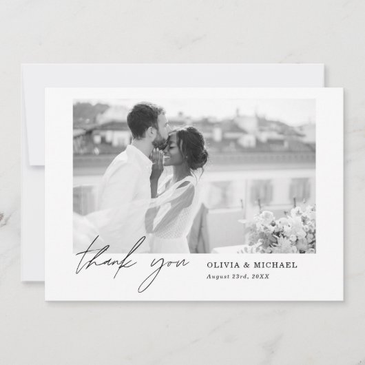 Elegant Script Photo Weddenschap Hartelijk dank Bedankkaart (Voorkant)