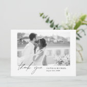 Elegant Script Photo Weddenschap Hartelijk dank Bedankkaart (Staand voorkant)