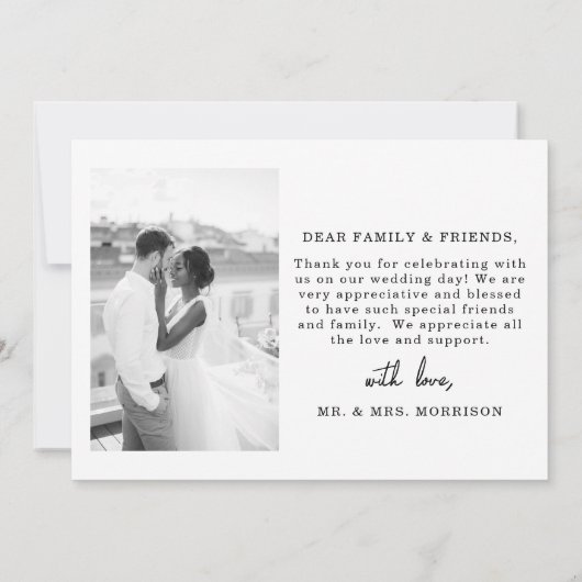 Elegant Script Photo Weddenschap Hartelijk dank Bedankkaart (Achterkant)