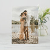 Elegant Script Photo Weddenschap Hartelijk dank Bedankkaart (Staand voorkant)