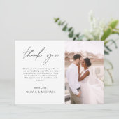 Elegant Script Photo Weddenschap Hartelijk dank Bedankkaart (Staand voorkant)