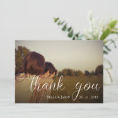 Elegant Script Photo Weddenschap Hartelijk dank Bedankkaart (Staand voorkant)