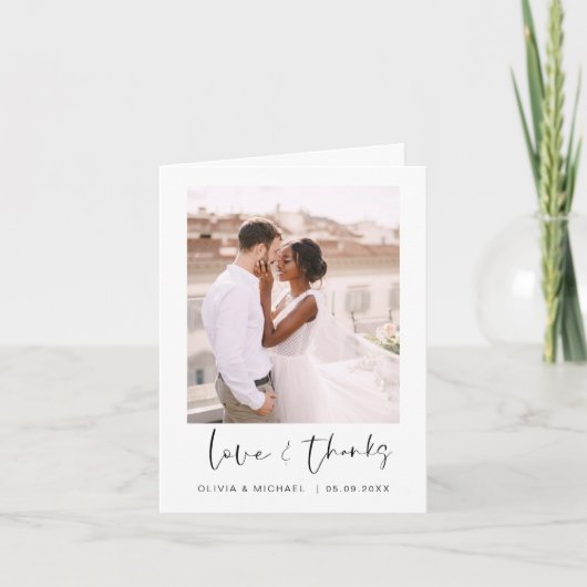 Elegant Script Photo Weddenschap Hartelijk dank Bedankkaart (Voorkant)