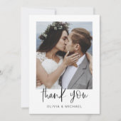 Elegant Script Photo Weddenschap Hartelijk dank Bedankkaart (Voorkant)