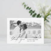 Elegant Script Photo Weddenschap Hartelijk dank Bedankkaart (Staand voorkant)