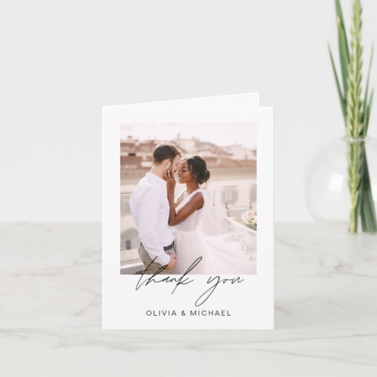 Elegant Script Photo Weddenschap Hartelijk dank Bedankkaart (Voorkant)