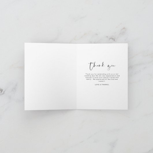 Elegant Script Photo Weddenschap Hartelijk dank Bedankkaart (Binnen)
