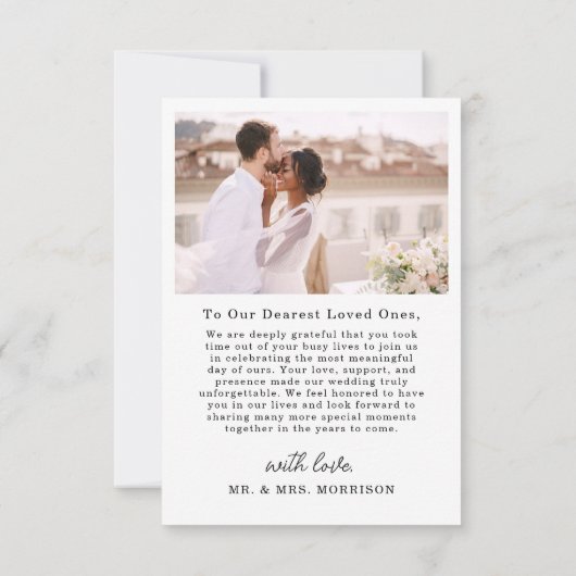 Elegant Script Photo Weddenschap Hartelijk dank Bedankkaart (Achterkant)