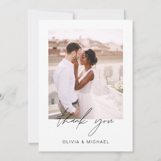 Elegant Script Photo Weddenschap Hartelijk dank Bedankkaart (Voorkant)