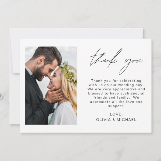 Elegant Script Photo Weddenschap Hartelijk dank Bedankkaart (Achterkant)