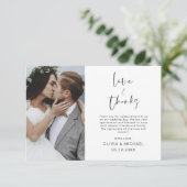 Elegant Script Photo Weddenschap Hartelijk dank Bedankkaart (Staand voorkant)