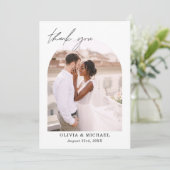 Elegant Script Photo Weddenschap Hartelijk dank Bedankkaart (Staand voorkant)