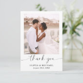 Elegant Script Photo Weddenschap Hartelijk dank Bedankkaart (Staand voorkant)