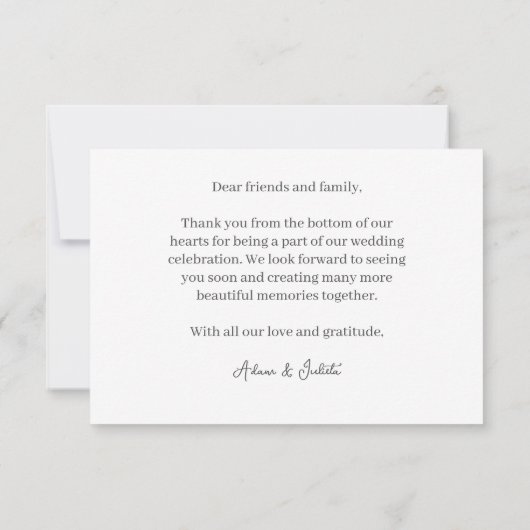 Elegant Script Photo Weddenschap Hartelijk dank Bedankkaart (Achterkant)