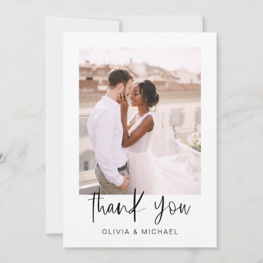 Elegant Script Photo Weddenschap Hartelijk dank Bedankkaart (Voorkant)