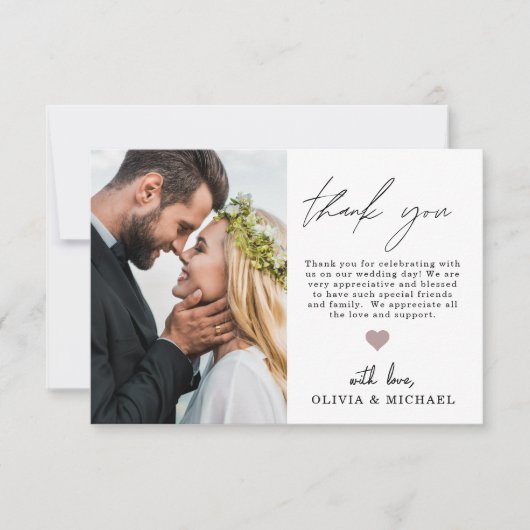 Elegant Script Photo Weddenschap Hartelijk dank Bedankkaart (Voorkant)