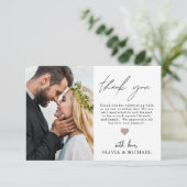 Elegant Script Photo Weddenschap Hartelijk dank Bedankkaart (Staand voorkant)