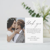 Elegant Script Photo Weddenschap Hartelijk dank Bedankkaart (Staand voorkant)