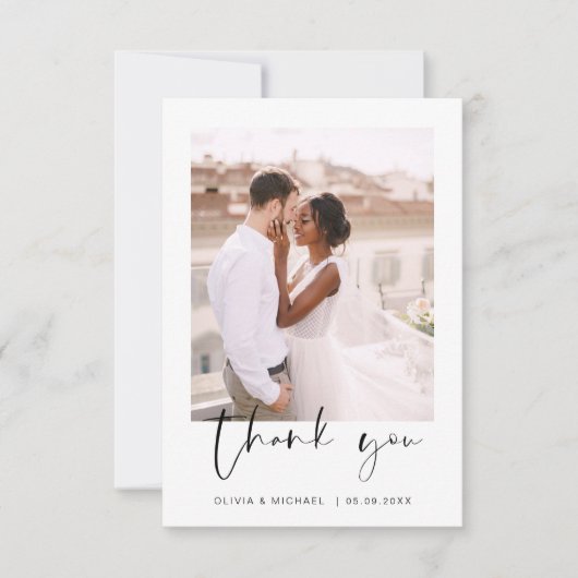 Elegant Script Photo Weddenschap Hartelijk dank Bedankkaart (Voorkant)
