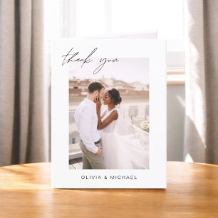 Elegant Script Photo Weddenschap Hartelijk dank Bedankkaart