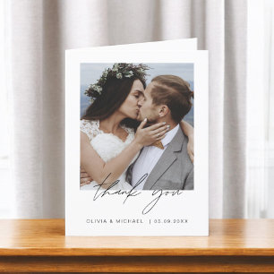 Elegant Script Photo Weddenschap Hartelijk dank Bedankkaart
