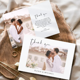 Elegant Script Photo Weddenschap Hartelijk dank Bedankkaart