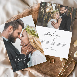 Elegant Script Photo Weddenschap Hartelijk dank Bedankkaart