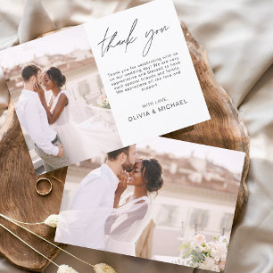 Elegant Script Photo Weddenschap Hartelijk dank Bedankkaart