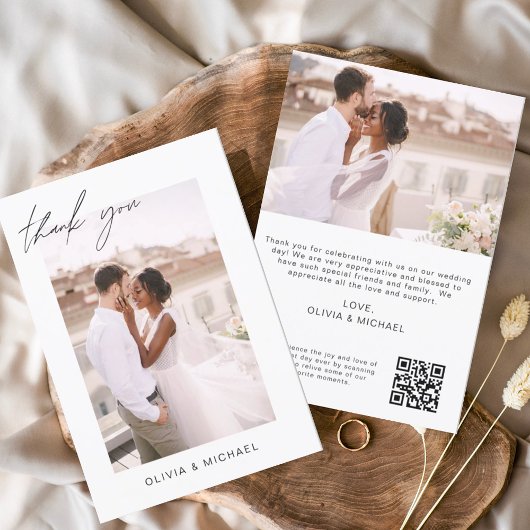 Elegant Script Photo Weddenschap Hartelijk dank Bedankkaart