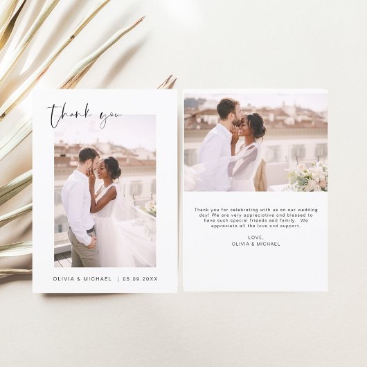 Elegant Script Photo Weddenschap Hartelijk dank Bedankkaart