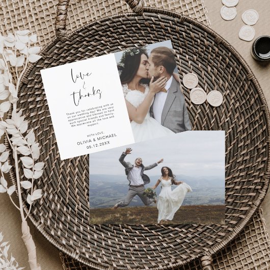 Elegant Script Photo Weddenschap Hartelijk dank Bedankkaart