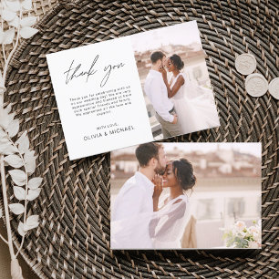 Elegant Script Photo Weddenschap Hartelijk dank Bedankkaart
