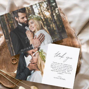 Elegant Script Photo Weddenschap Hartelijk dank Bedankkaart