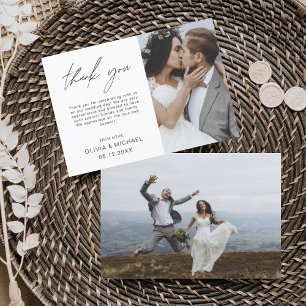 Elegant Script Photo Weddenschap Hartelijk dank Bedankkaart