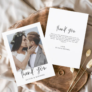 Elegant Script Photo Weddenschap Hartelijk dank Bedankkaart
