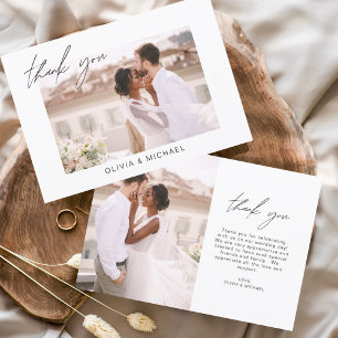 Elegant Script Photo Weddenschap Hartelijk dank Bedankkaart
